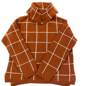 Women’s Kirundo  Rust Grid Turtleneck Sweater‎ Size Medium